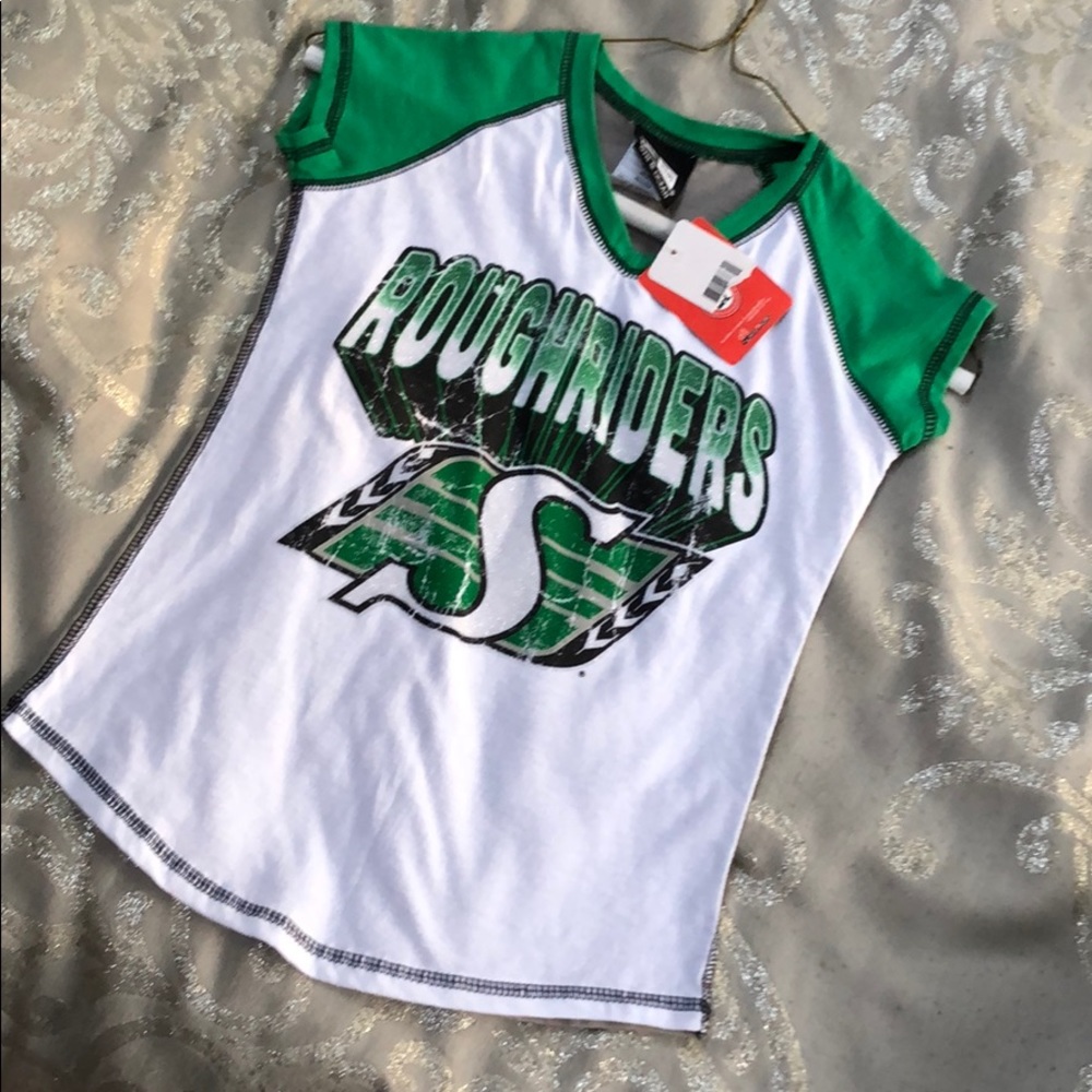 White and green tee girls sporty tee